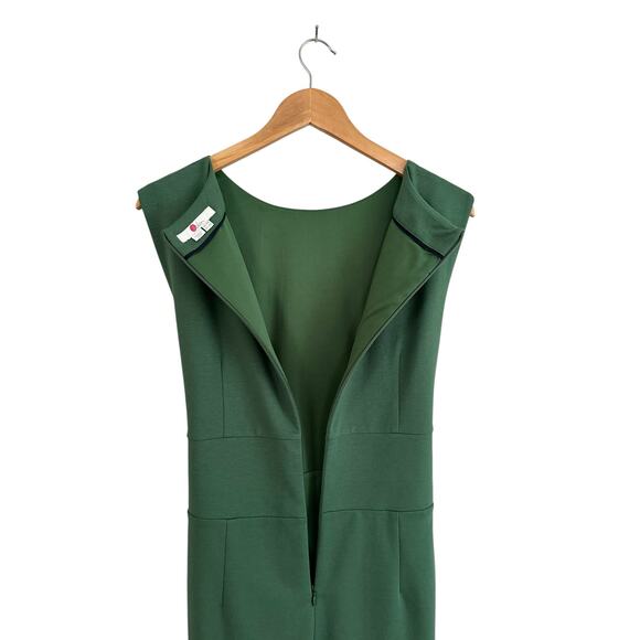 NEW Boden Jessica Green Ponte Knit Sleeveless Pencil Sheath Waist Tie Dress 10R - Picture 7 of 8
